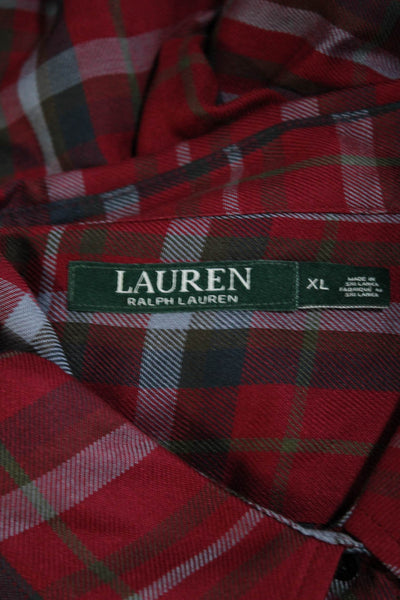 Lauren Ralph Lauren Womens Plaid Button Down Shirt Red Size Extra Large
