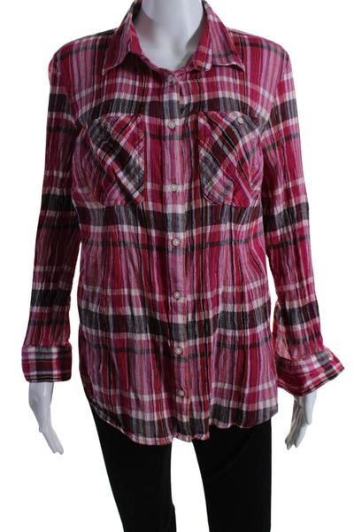Lauren Ralph Lauren Womens Plaid Button Down Shirt Pink Red Cotton Size 1X