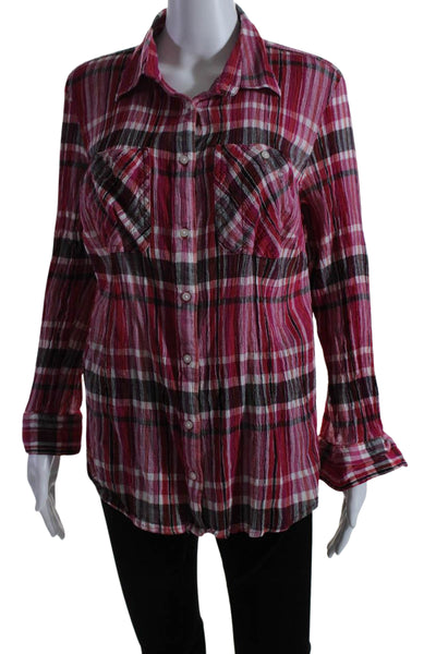 Lauren Ralph Lauren Womens Plaid Button Down Shirt Pink Red Cotton Size 1X