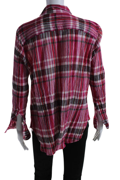 Lauren Ralph Lauren Womens Plaid Button Down Shirt Pink Red Cotton Size 1X