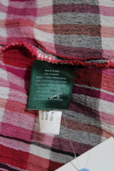Lauren Ralph Lauren Womens Plaid Button Down Shirt Pink Red Cotton Size 1X