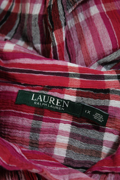 Lauren Ralph Lauren Womens Plaid Button Down Shirt Pink Red Cotton Size 1X