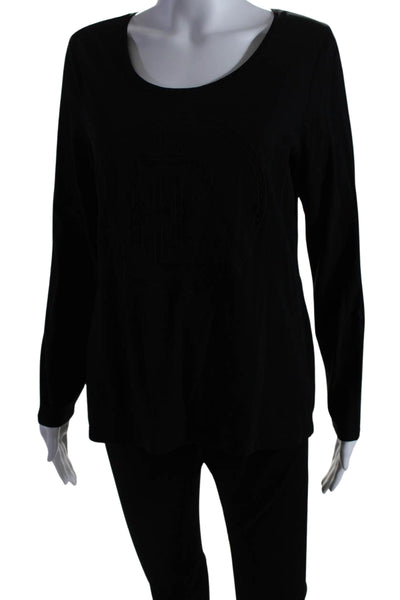 Lauren Ralph Lauren Womens Long Sleeves Tee Shirt Black Cotton Size Large