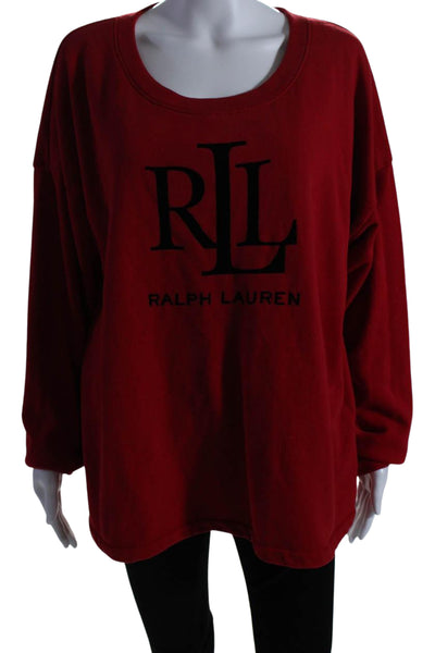 Lauren Ralph Lauren Womens Long Sleeves Sweatshirt Red Size Extra Large