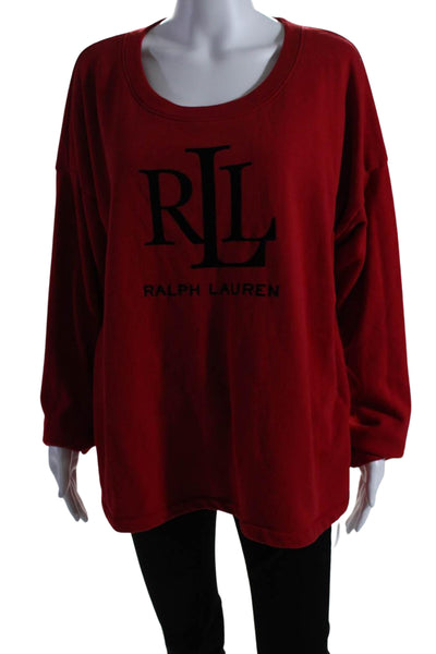 Lauren Ralph Lauren Womens Long Sleeves Sweatshirt Red Size Extra Large