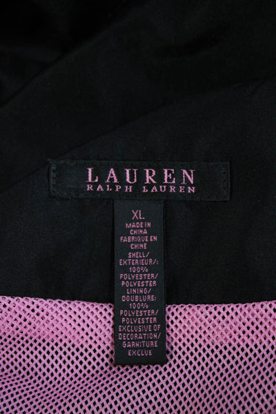 Lauren Ralph Lauren Womens Mock Neck Jacket Black Pink Size Extra Large