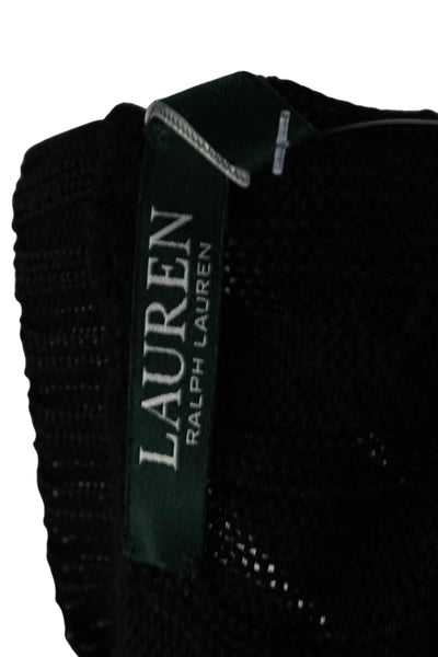 Lauren Ralph Lauren Womens Cotton Blend Cable Knit Sweater Top Black Size XL