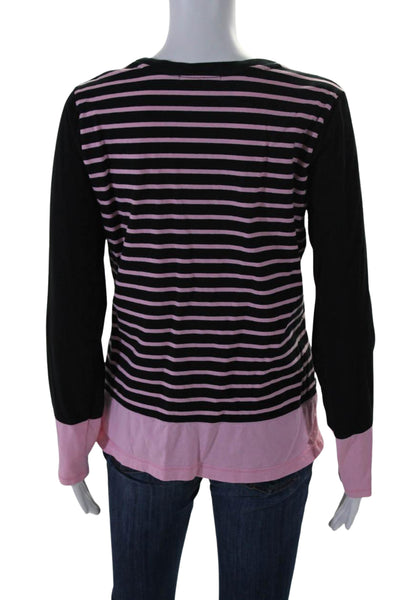 Lauren Ralph Lauren Womens Cotton Striped Long Sleeve Pullover Top Pink Size L