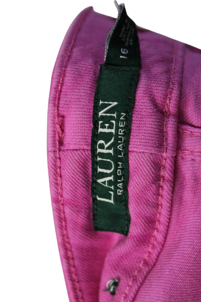 Lauren Ralph Lauren Womens Cotton Blend High-Rise Skinny Jeans Fuchsia Size 16