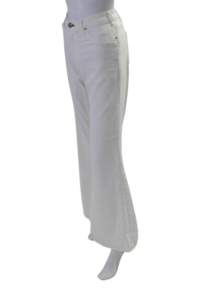 McQuire Womens Cotton Buttoned Zipped Flare Leg Casual Pants White Size EUR29