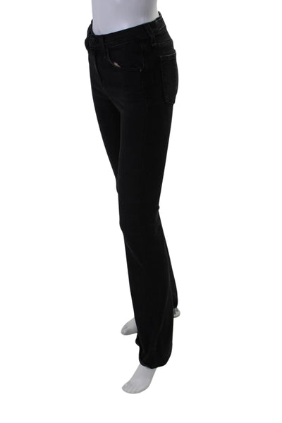 Rag & Bone Womens Buttoned High Rise Zipped Flare Leg Jeans Black Size EUR29