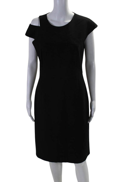 Boss Hugo Boss Womens Cut-Out Cold Shoulder Zip Midi Sheath Dress Black Size 8