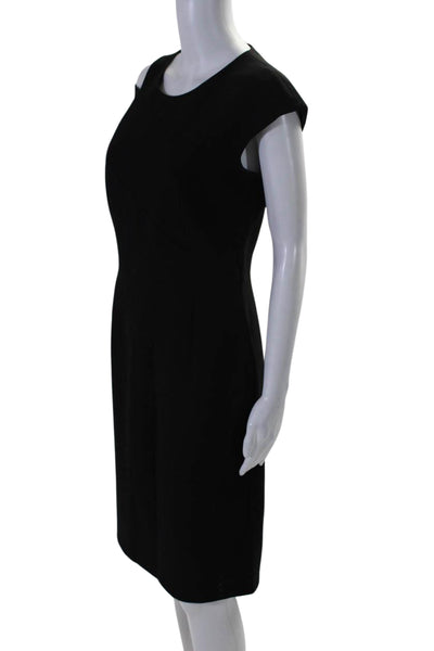 Boss Hugo Boss Womens Cut-Out Cold Shoulder Zip Midi Sheath Dress Black Size 8