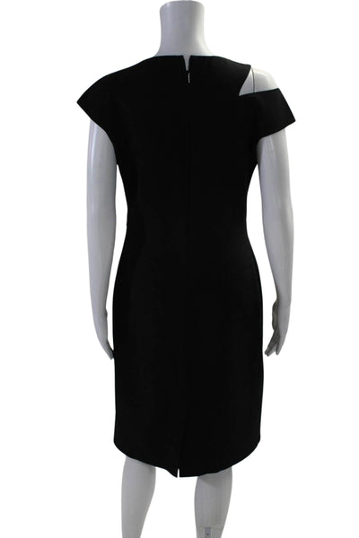 Boss Hugo Boss Womens Cut-Out Cold Shoulder Zip Midi Sheath Dress Black Size 8