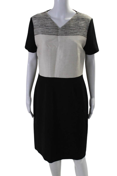 Boss Hugo Boss Womens Patchwork Colorblock Zipped Sheath Dress Black Size 8