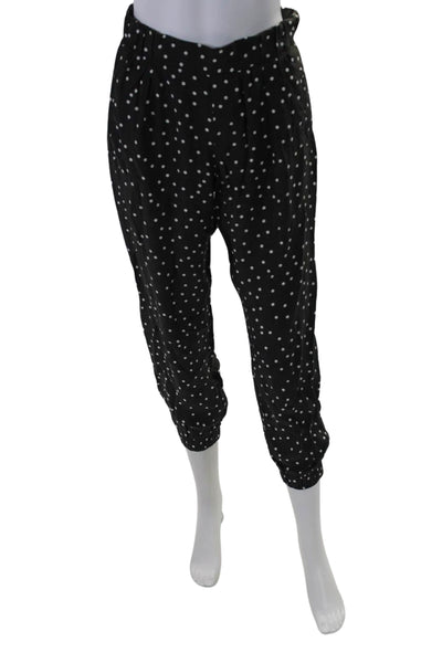 ATM Womens Silk Polka Dot Print Elastic Waist Capri Pants Black White Size XS