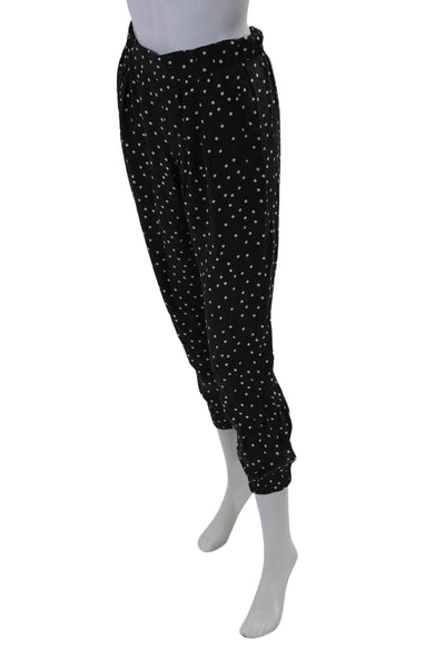 ATM Womens Silk Polka Dot Print Elastic Waist Capri Pants Black White Size XS