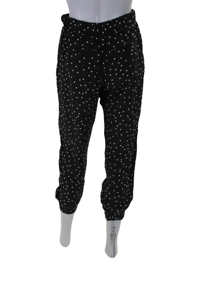 ATM Womens Silk Polka Dot Print Elastic Waist Capri Pants Black White Size XS