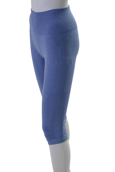 Lululemon Womens Ribbed Elastic Waist Ruched Hem Capri Leggings Blue Size 4