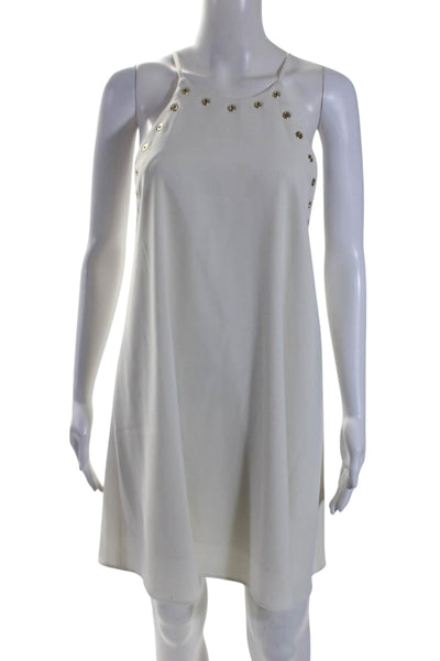 Amanda Uprichard Womens Crepe Grommet High Neck Mini Tank Dress White Size S