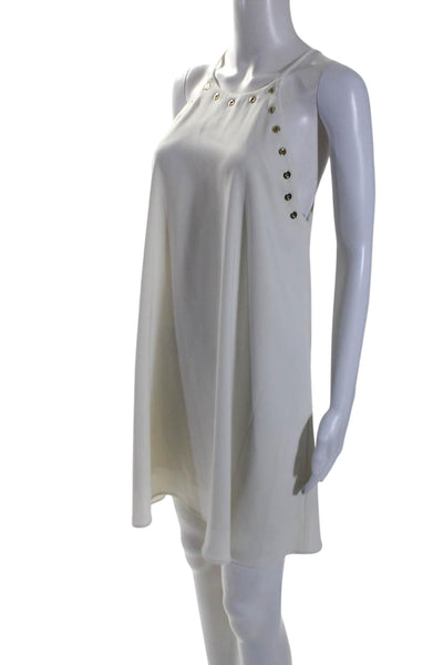Amanda Uprichard Womens Crepe Grommet High Neck Mini Tank Dress White Size S