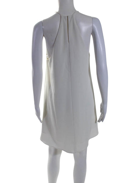 Amanda Uprichard Womens Crepe Grommet High Neck Mini Tank Dress White Size S