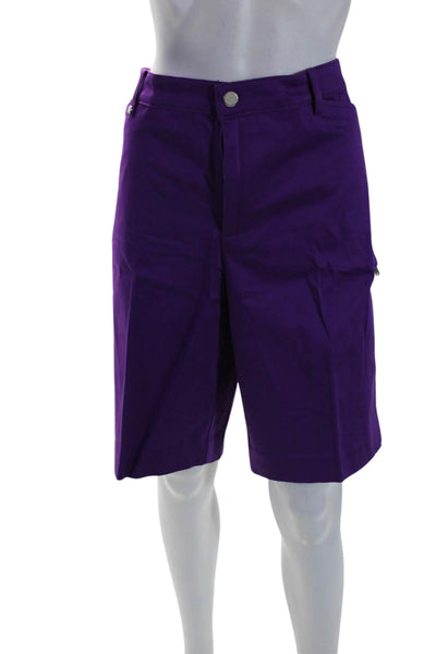 Lauren Ralph Lauren Women's Button Closure Bermuda Cargo Shorts Purple Size 16