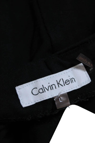 Calvin Klein Women's Pull-On Flat Front Straight Leg Pants Black Size L