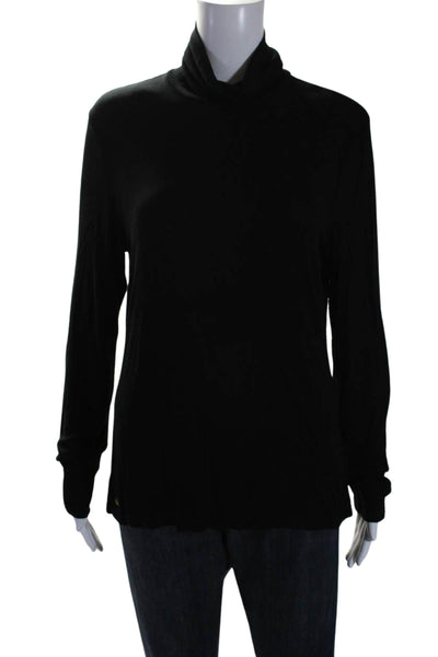 Lauren Ralph Lauren Women's Turtleneck Long Sleeves Ribbed Blouse Black Size XL