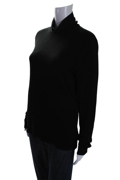 Lauren Ralph Lauren Women's Turtleneck Long Sleeves Ribbed Blouse Black Size XL