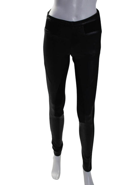 Helmut Lang Womens Leather Patchwork Elastic Slip-On Leggings Black Size 2