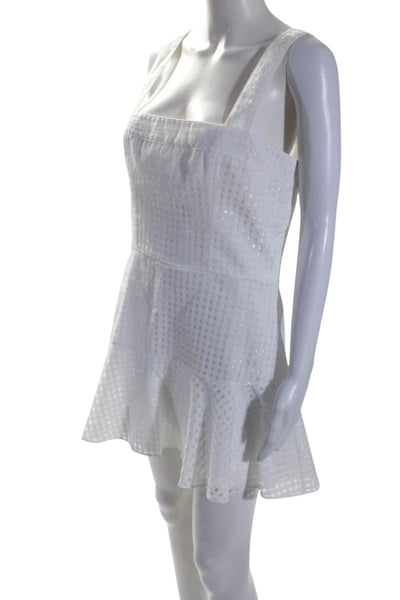 Amanda Uprichard Womens Sheer Organza Check Drop Waist Dress White Size Large