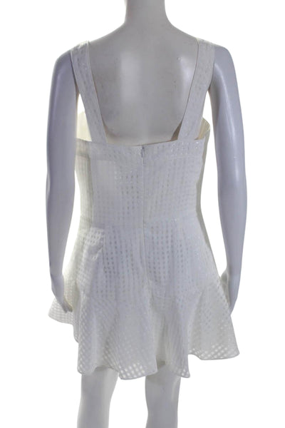 Amanda Uprichard Womens Sheer Organza Check Drop Waist Dress White Size Large