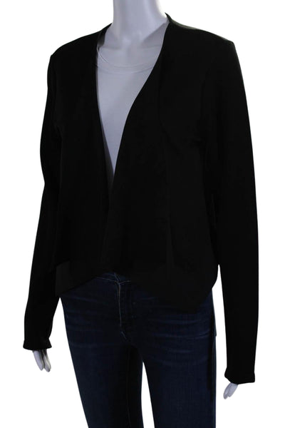 Calvin Klein Womens Faux Suede Trim Open Front Cardigan Sweater Black Size Large