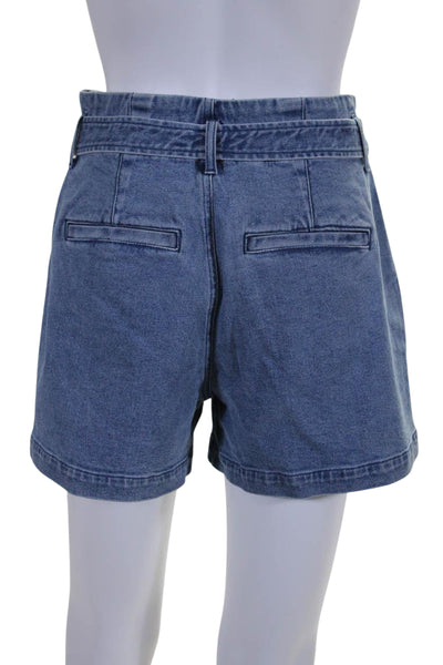 David Lerner Womens Cotton Belted Four Pocket High-Rise Denim Shorts Blue Size 2