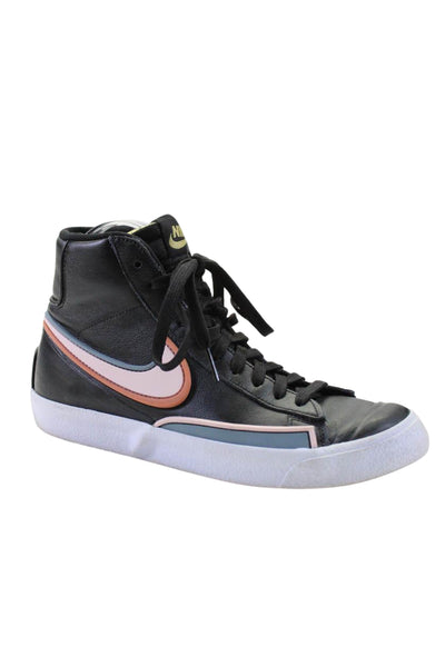 Nike Womens Leather High Top Colorblock Trim Sneakers Black Multi Size 8.5