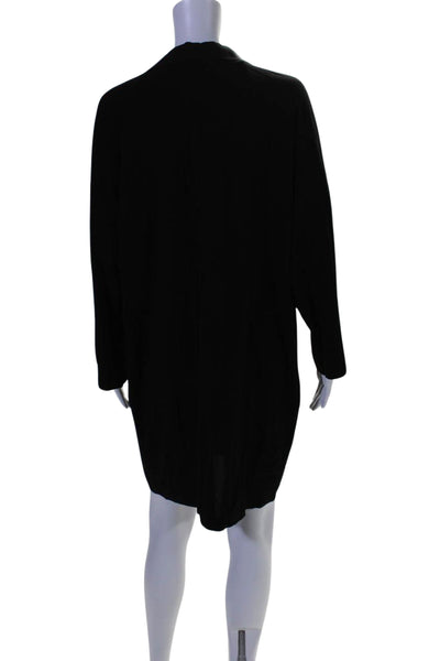 Vince Womens Chiffon 3/4 Sleeve Collared Unlined Mini Tunic Dress Black Size M