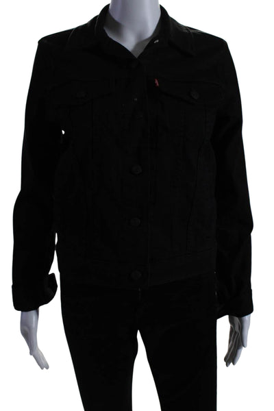 Levis Womens Cotton Collared Long Sleeve Button Up Denim Jacket Black Size S