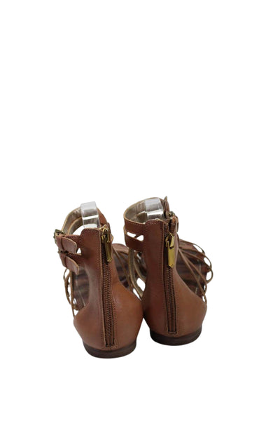 Sam Edelman Womens Leather Open Toe Back Zip Gladiator Sandals Brown Size 8US