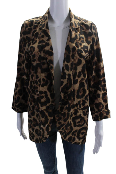 Ellison Women's Long Sleeves Unlined One Button Jacket Animal Print Size S