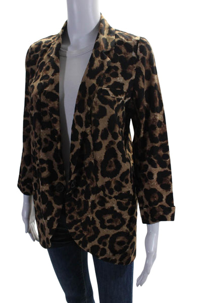 Ellison Women's Long Sleeves Unlined One Button Jacket Animal Print Size S