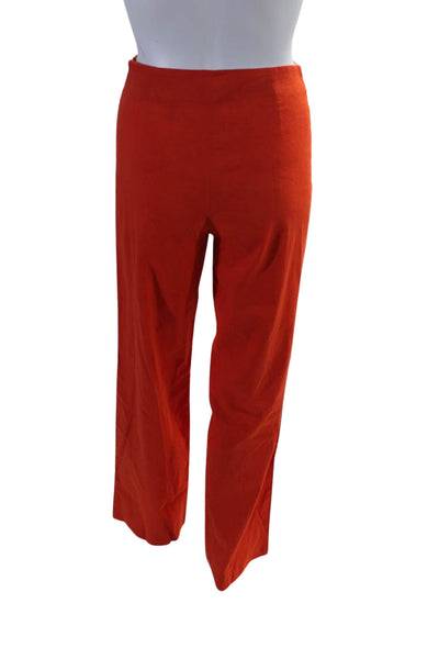 Theory Womens Linen Flat Front Mid Rise Straight Leg Trousers Orange Size 00