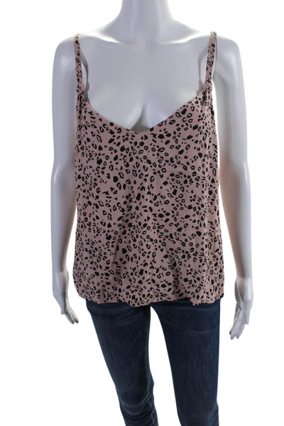 Reformation Womens Crepe Cheetah Print V-Neck Camisole Tank Top Pink Size L