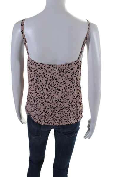 Reformation Womens Crepe Cheetah Print V-Neck Camisole Tank Top Pink Size L