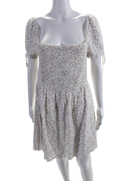 Bardot Women's Square Neck Short Sleeves Smocked Floral Mini Dress Size 10