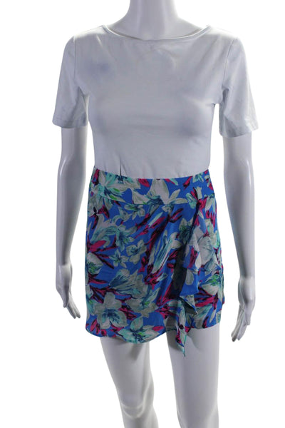 Nanette Lepore Women's Zip Closure Ruffle Wrap Silk Skort Floral Size 8