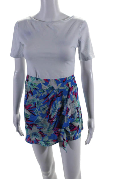 Nanette Lepore Women's Zip Closure Ruffle Wrap Silk Skort Floral Size 8