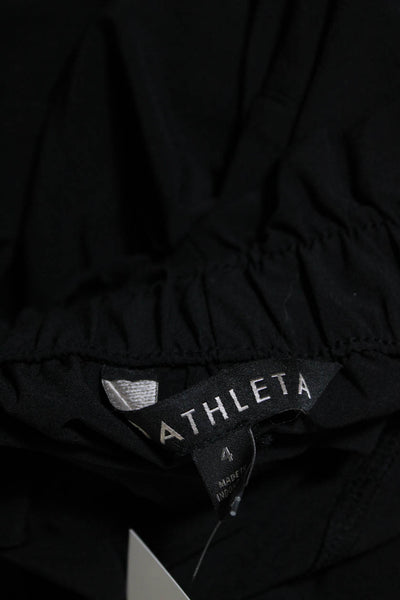 Athleta Womens High Rise Tie Waist Paperbag Pants Black Size 4