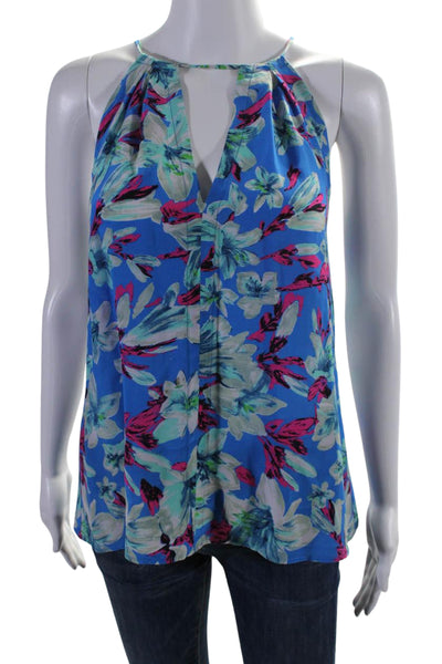 Nanette Lepore Women's Halter Neck Sleeveless Silk Floral Blouse Size M