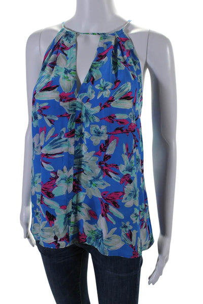 Nanette Lepore Women's Halter Neck Sleeveless Silk Floral Blouse Size M